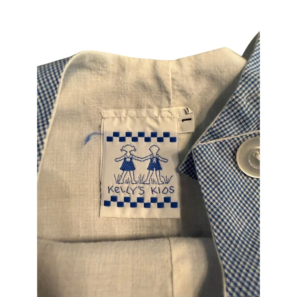 Kellys Kids Blue Gingham Bunny Rabbit Bubble Romper Vintage 12M heritage classic